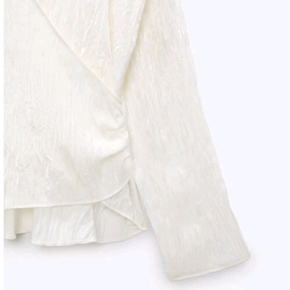 Zara Wrinkle Satin Effect Blouse Top Size Small - Picture 3 of 16